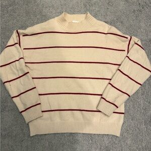 Striped Cream and Red Women's Sweater
